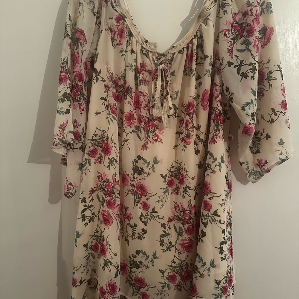 Floral Cream and Pink Blouse